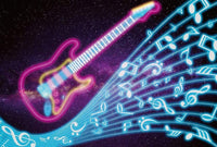 Wizard+Genius Kids Guitar Non Woven Wall Mural 384x260cm 8 Panels | Yourdecoration.com