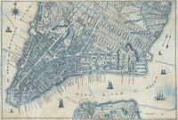 Wizard+Genius Old Vintage City Map New York Non Woven Wall Mural 384x260cm 8 Panels | Yourdecoration.com