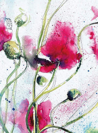 Wizard+Genius Poppies Watercolour Non Woven Wall Mural 192x260cm 4 Panels | Yourdecoration.com