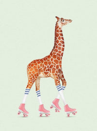 Wizard+Genius Rollerscating Giraffe Non Woven Wall Mural 192x260cm 4 Panels | Yourdecoration.com