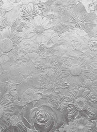 Wizard+Genius Silver Flowers Non Woven Wall Mural 192x260cm 4 Panels | Yourdecoration.com