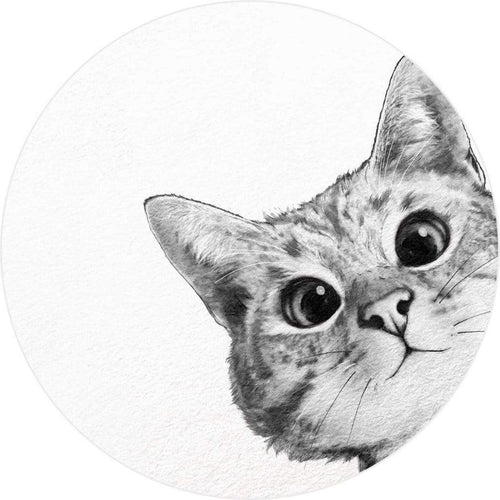 Wizard+Genius Sneaky Cat Non Woven Wall Mural 140x140cm Round | Yourdecoration.com