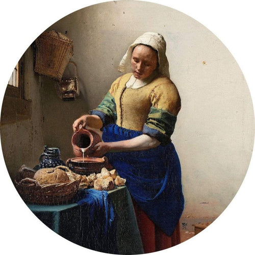 Wizard+Genius Vermeer The Milkmaid Non Woven Wall Mural 140x140cm Round | Yourdecoration.com